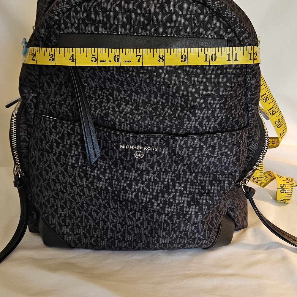 Michael Kors Women's Black Signature MK Backpack - Picture 6 of 8